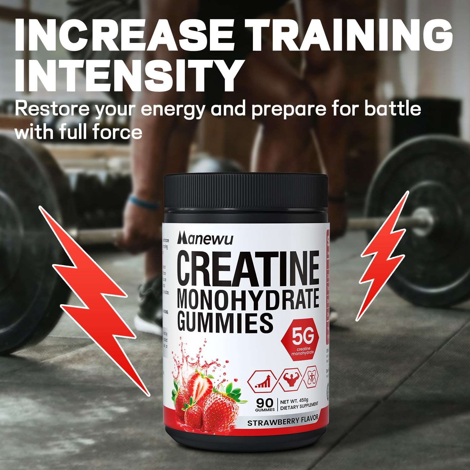 99.9% Creatine Monohydrate Gummies, 5000mg Creatine for Men & Women