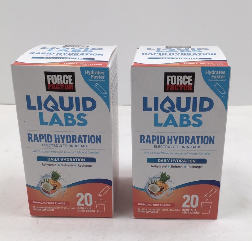 2X FORCE FACTOR RAPID HYDRATION TROPICAL FRUIT ELECTROLYTE PACKETS EXP 10/26