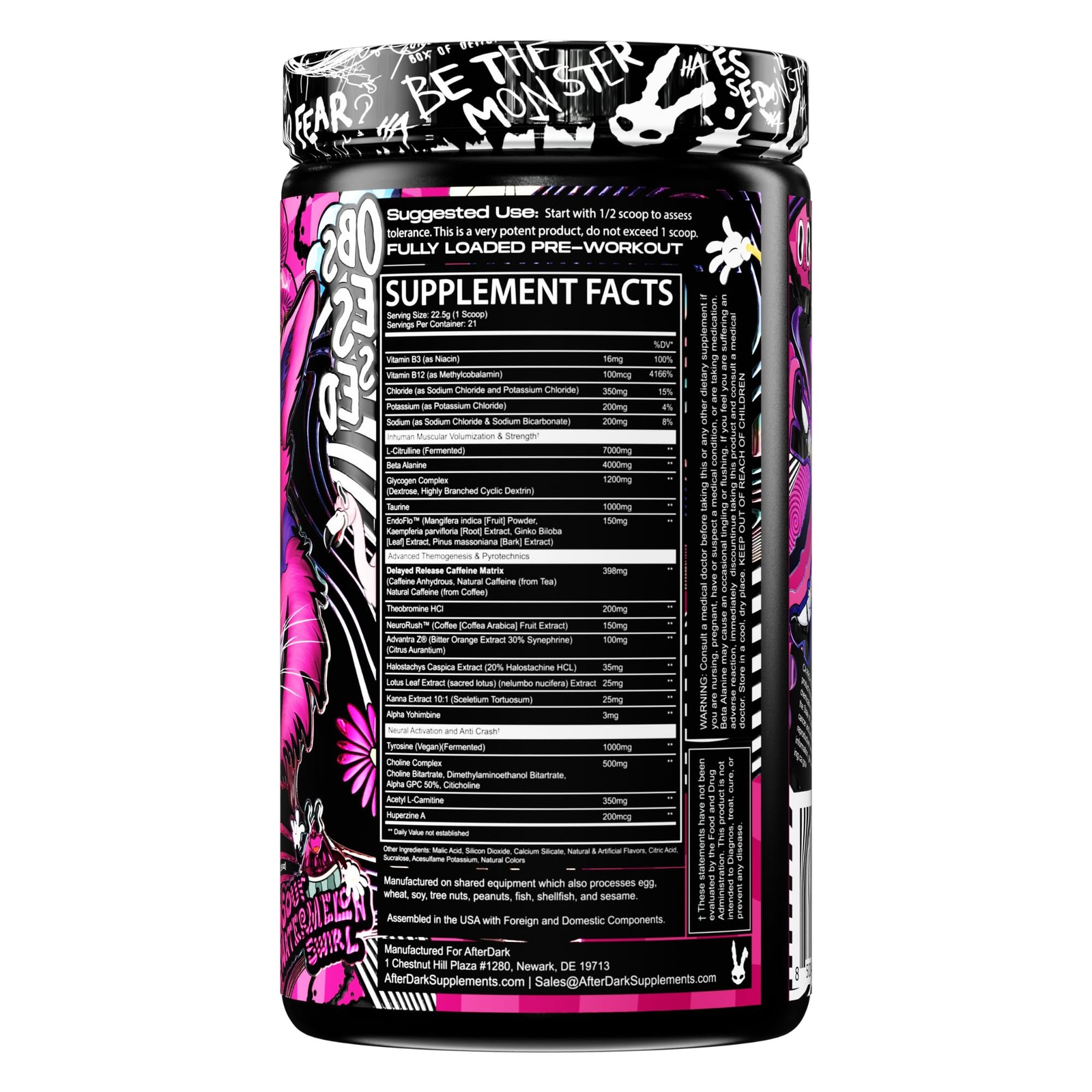 Afterdark Inhuman Void Pre-Workout Powder Enhanced Mind-Muscle Connection