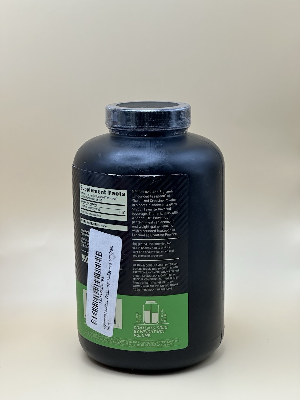 Optimum Nutrition Creatine Powder – Unflavored 1.32 Lb (600 Gram) Exp 2026