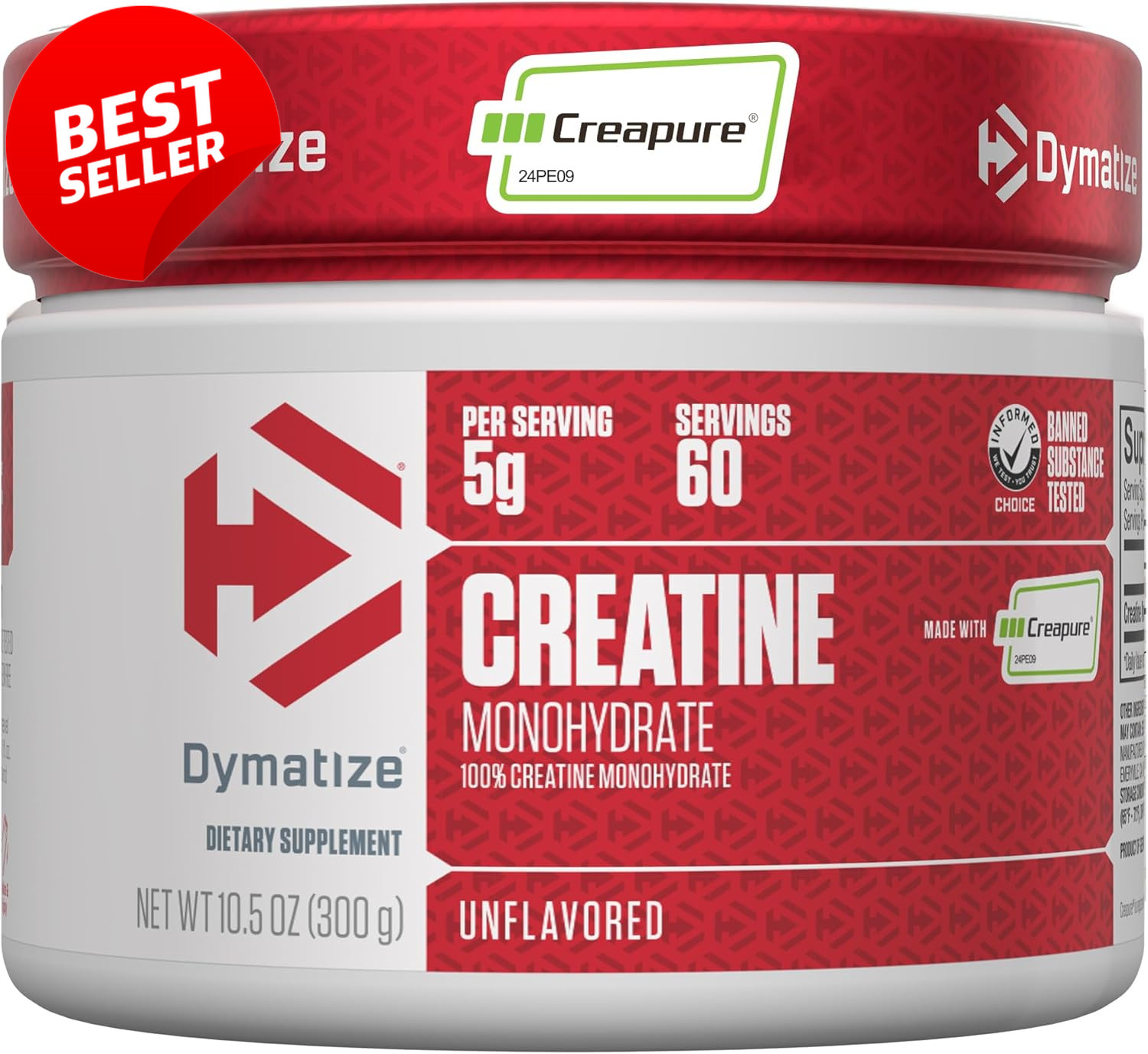 Creatine Monohydrate Creapure 300g 60 Servings 5g Scoop Gluten Free – US