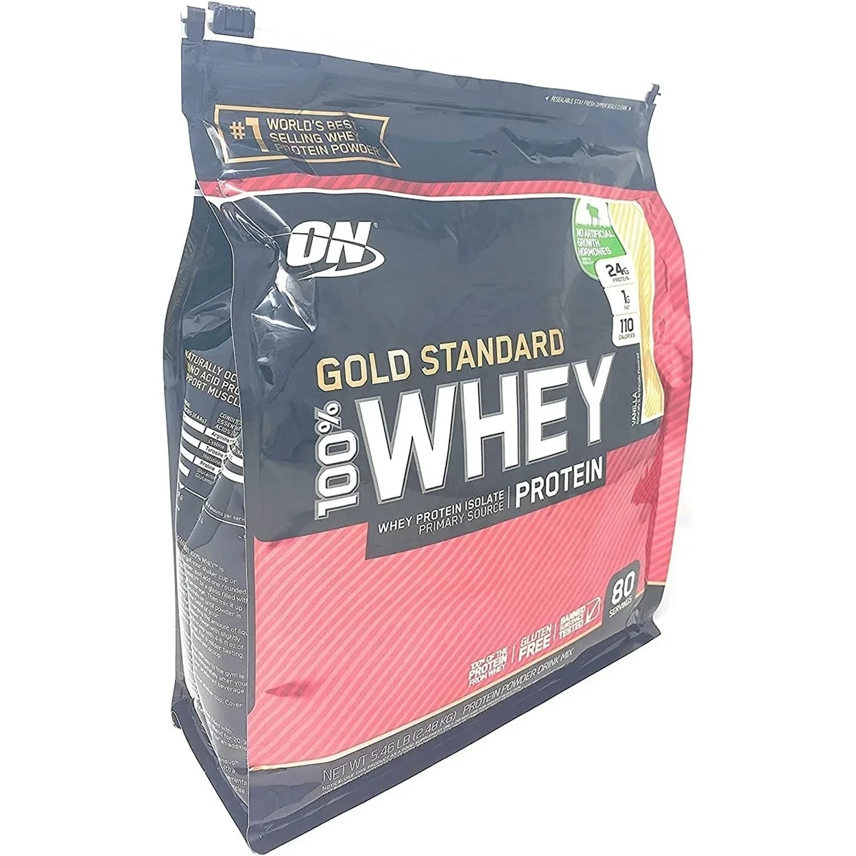 Optimum Nutrition Gold Standard 100% Whey Protein , Vanilla Ice Cream, 5.4 lbs