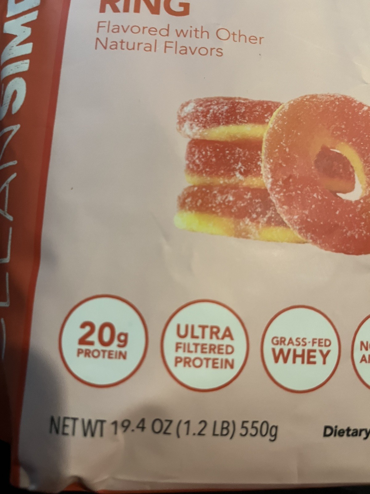 Clean Simple Eats Clear Whey Protein Isolate Peachy Ring 19.4oz