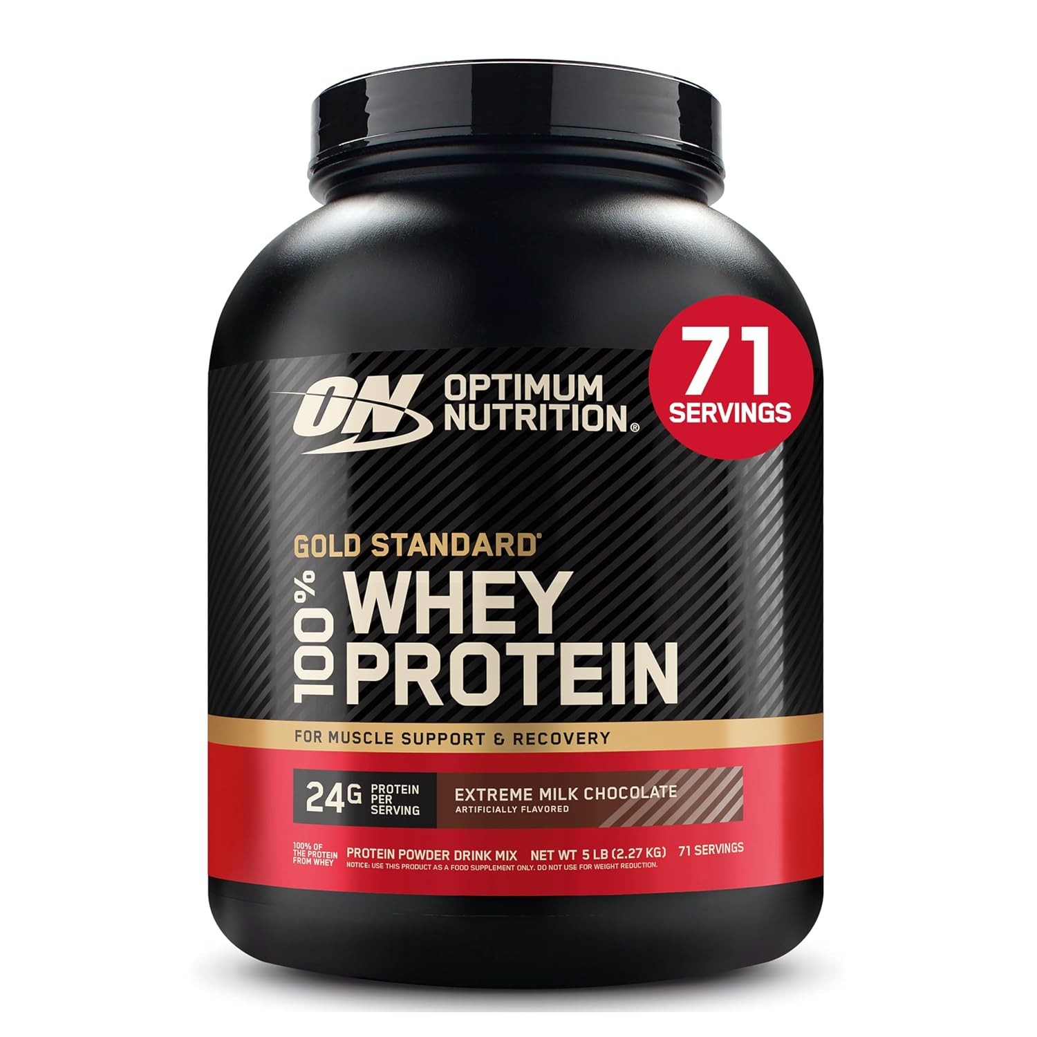 Optimum Nutrition Gold Standard 100 Whey Protein Powder, 5 Pound, Extreme Milk