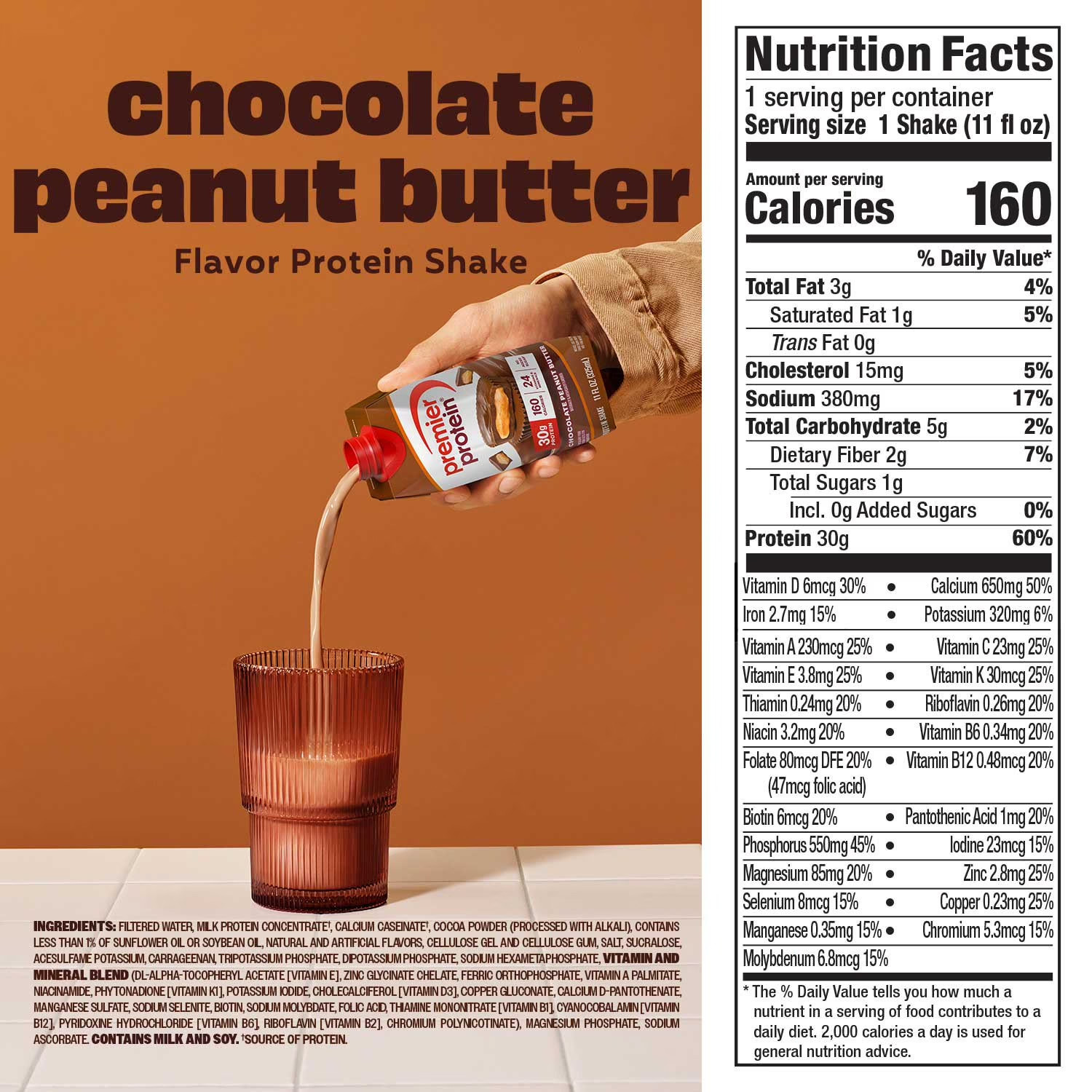 Premier Protein 30g Protein Shake, Chocolate Peanut Butter, 11 fl. oz., 15 pk.