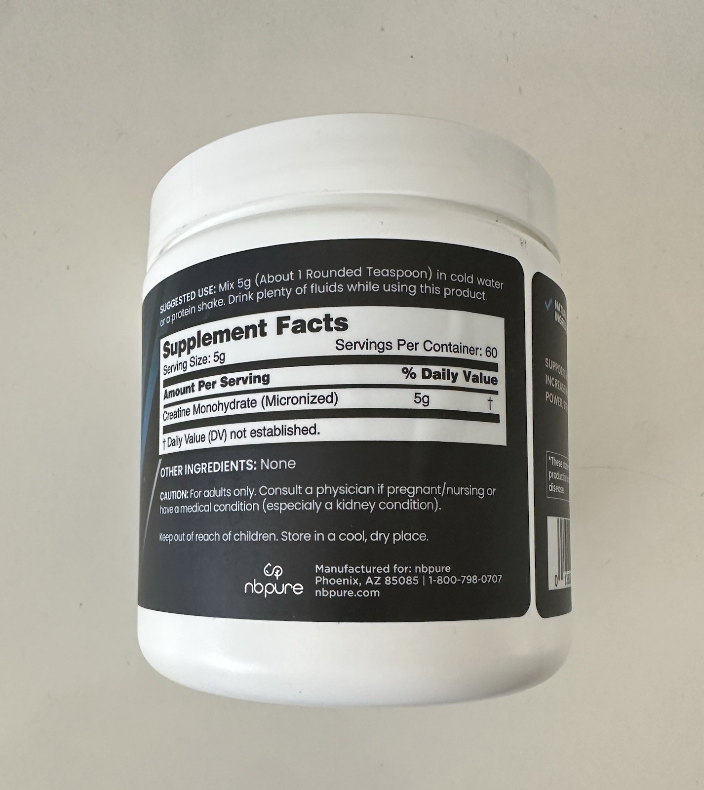 Nbpure Micronized Creatine Monohydrate Powder 300g 100% Pure