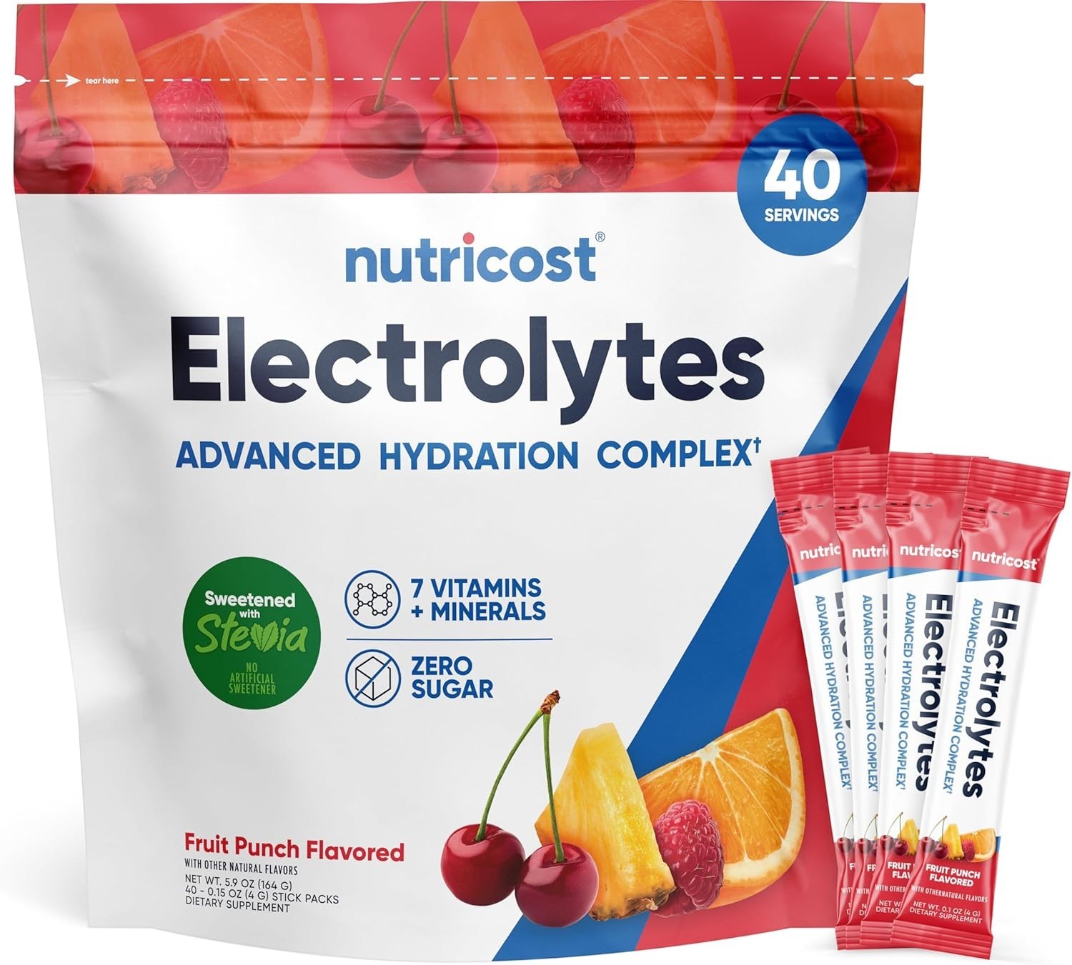 Nutricost Electrolytes Complex, Fruit Punch Flavored, 40 – Hydration Complex