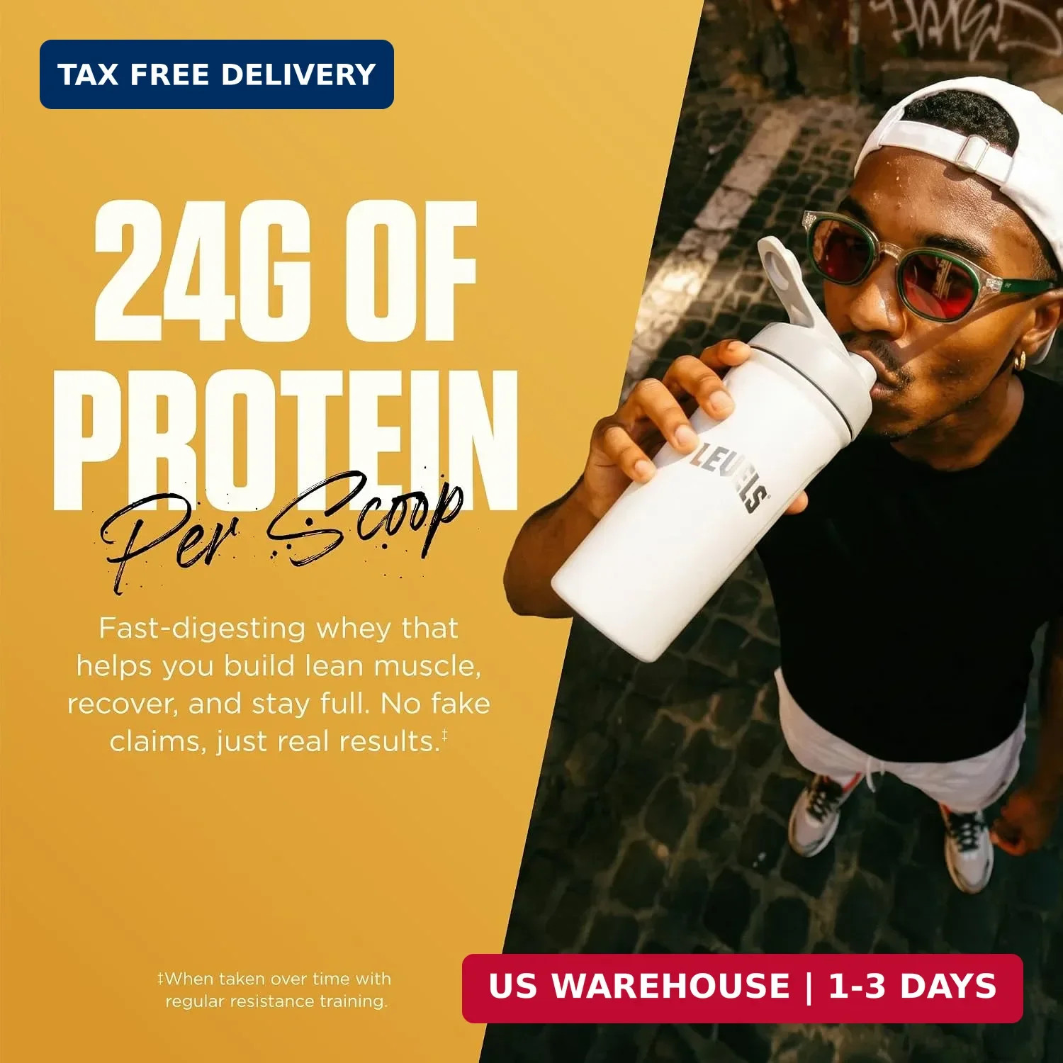 Levels Whey Protein Powder, No Artificial Ingredients, Vanilla Bean, 1LB | 24G o