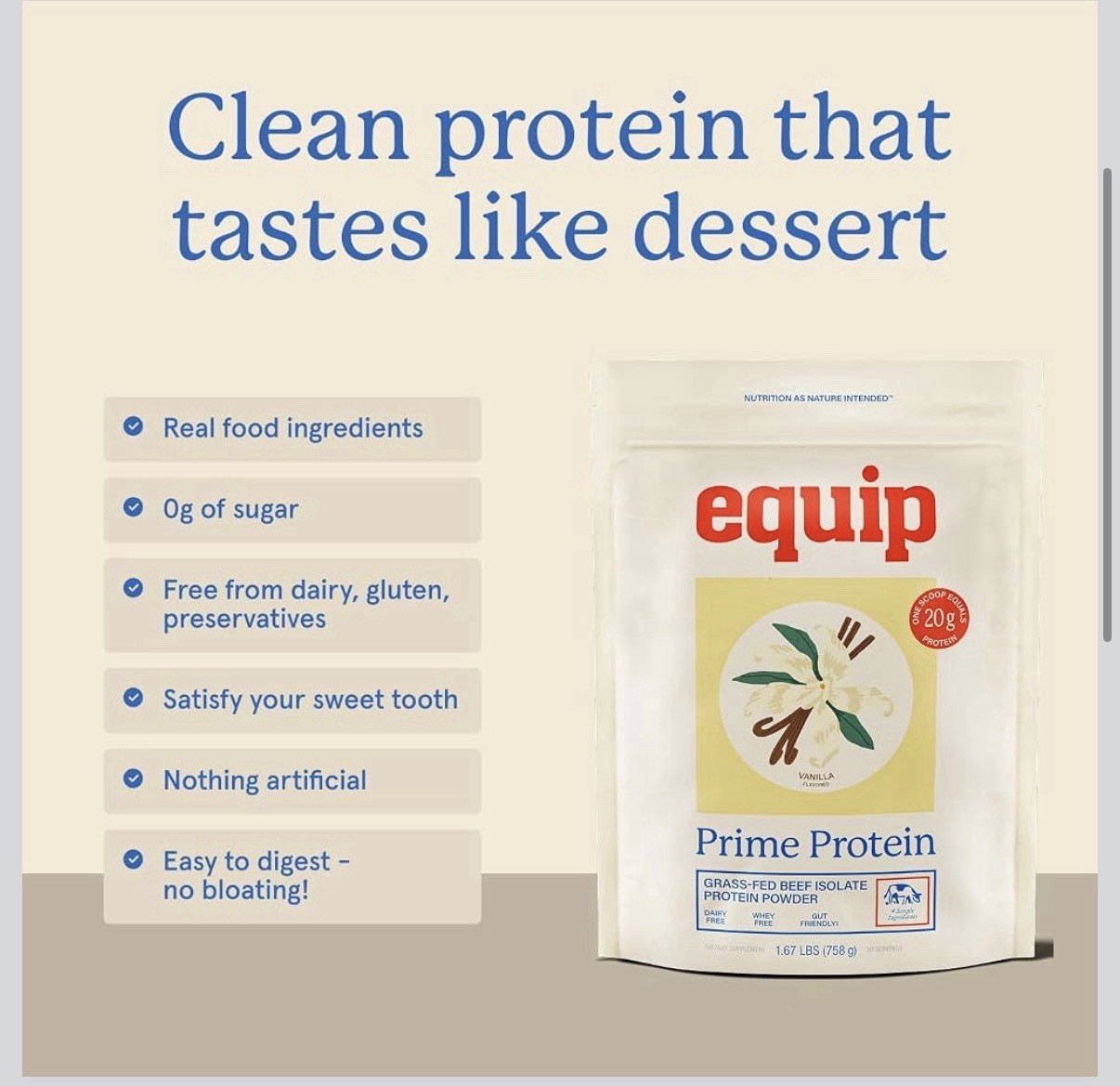 Equip Foods Prime Protein Powder | Clean, Grass Fed Beef Protein Powder | Carniv