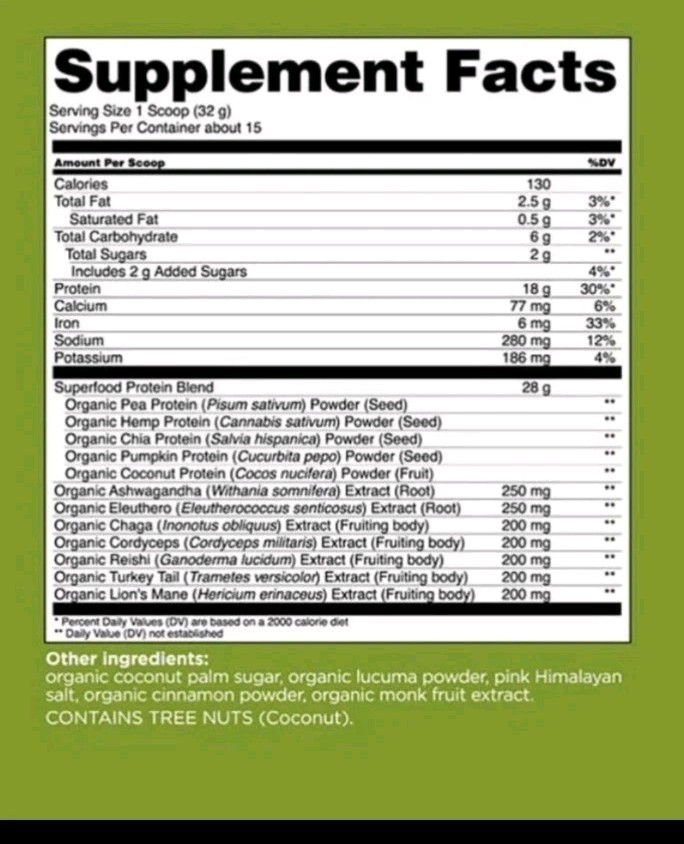 Four Sigmatic Organic Unflavored Plant Based Protein Powder 1.06 lb BB 07/26