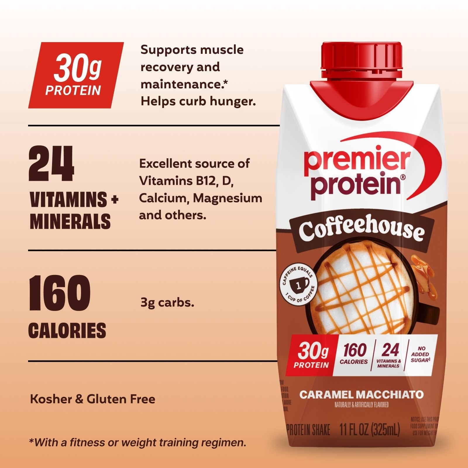 Premier Protein High Shake, Coffeehouse Caramel Macchiato, 11fl. oz., 15 pk.