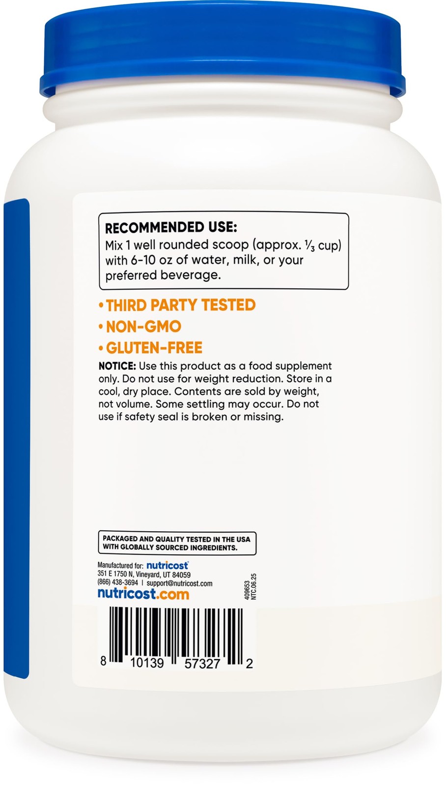 Nutricost Whey Protein Concentrate Unflavored 2LBS Gluten Free & NonGMO