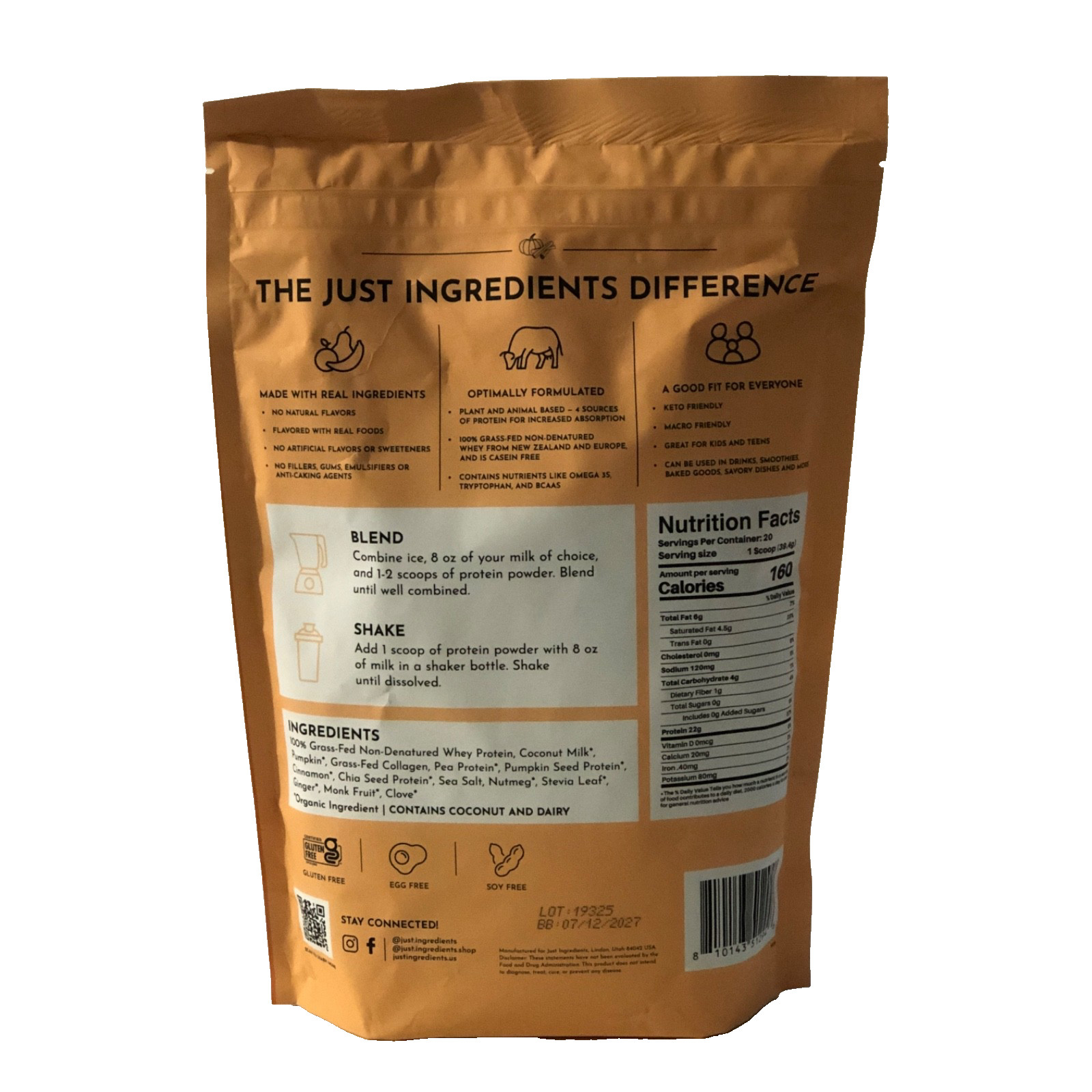 Just Ingredients — Strawberries & Cream Protein Powder, 2.2 Lbs