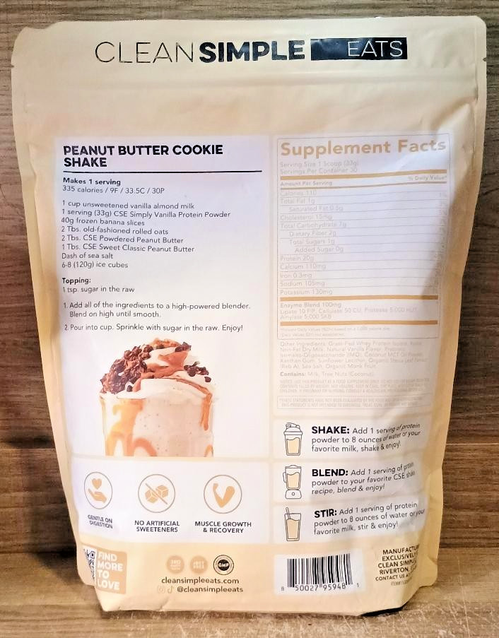 Clean Simple Eats Whey Isolate Protein Powder Simply Vanilla 34.9 oz 30 Servings
