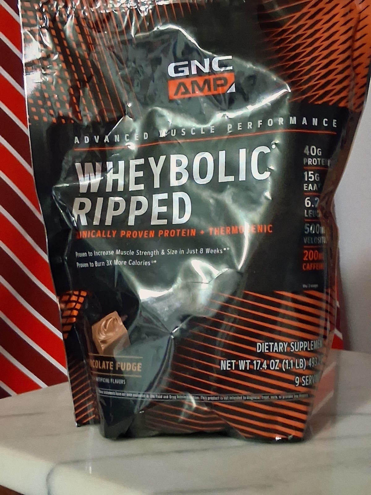 GNC AMP Wheybolic Ripped Whey Protein Powder Chocolate Fudge 17.4 oz