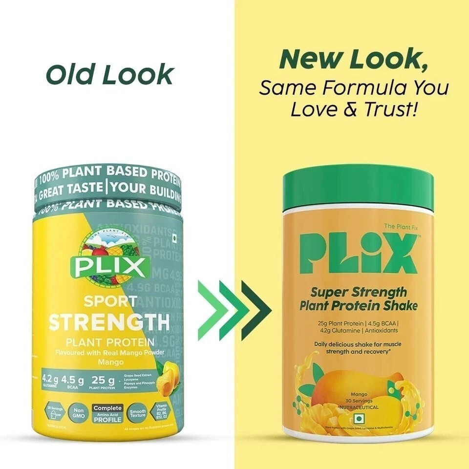PLIX – THE PLANT FIX Strength Plant Protein Powder – 1 KG (Mango) j796
