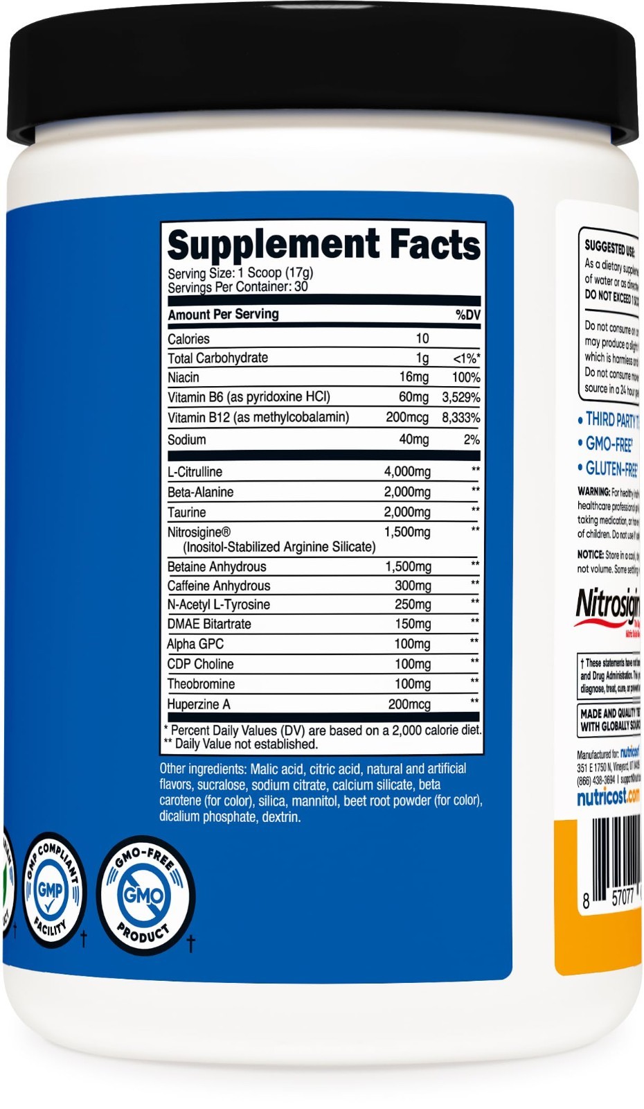Extreme Pre-Workout Powder Complex – Peach Mango Flavor, 30 Servings, Vegan, GMO