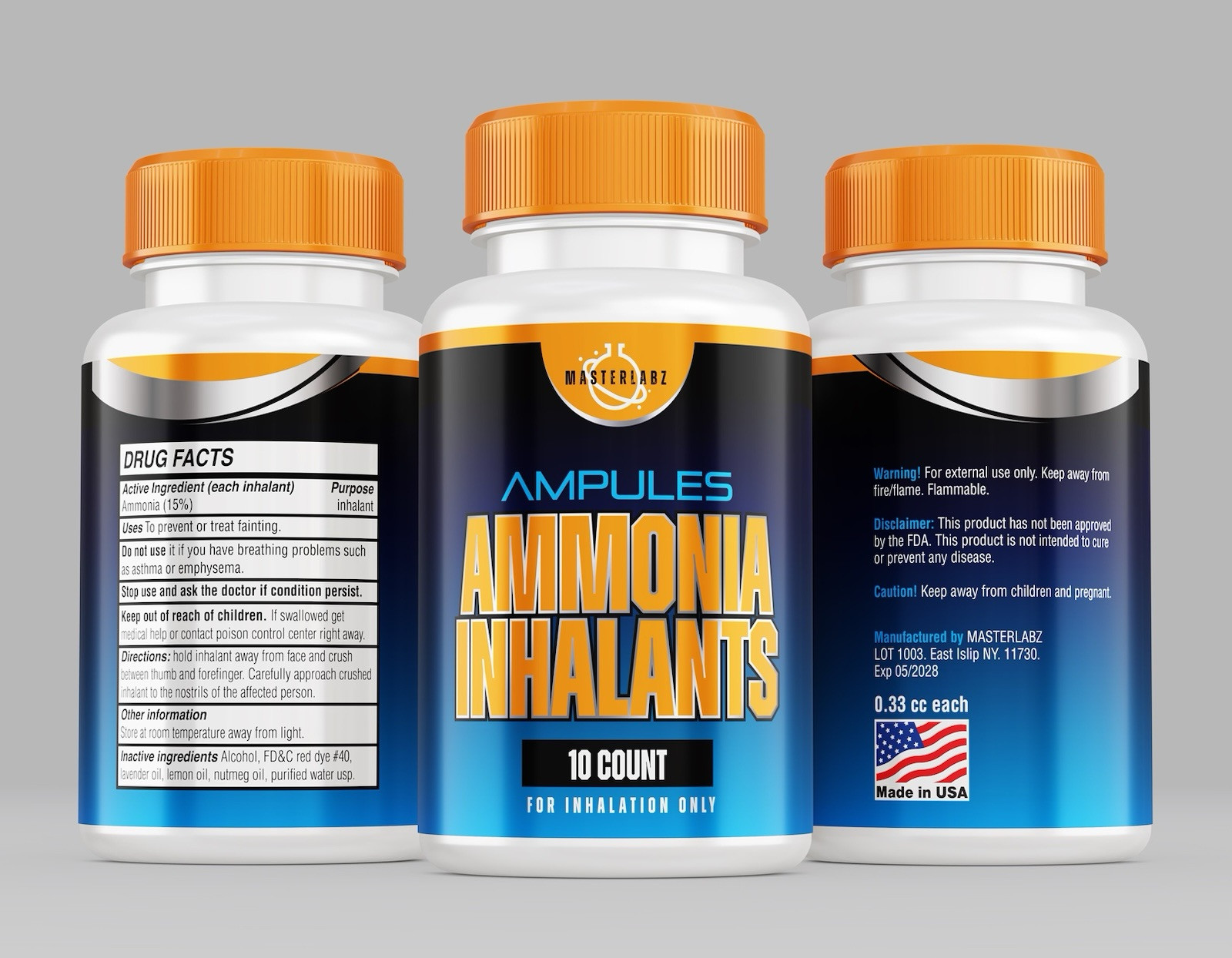 MASTERLABZ Ammonia Smelling Salts (2.0 Formula) Pre-activated And Ready To Use.