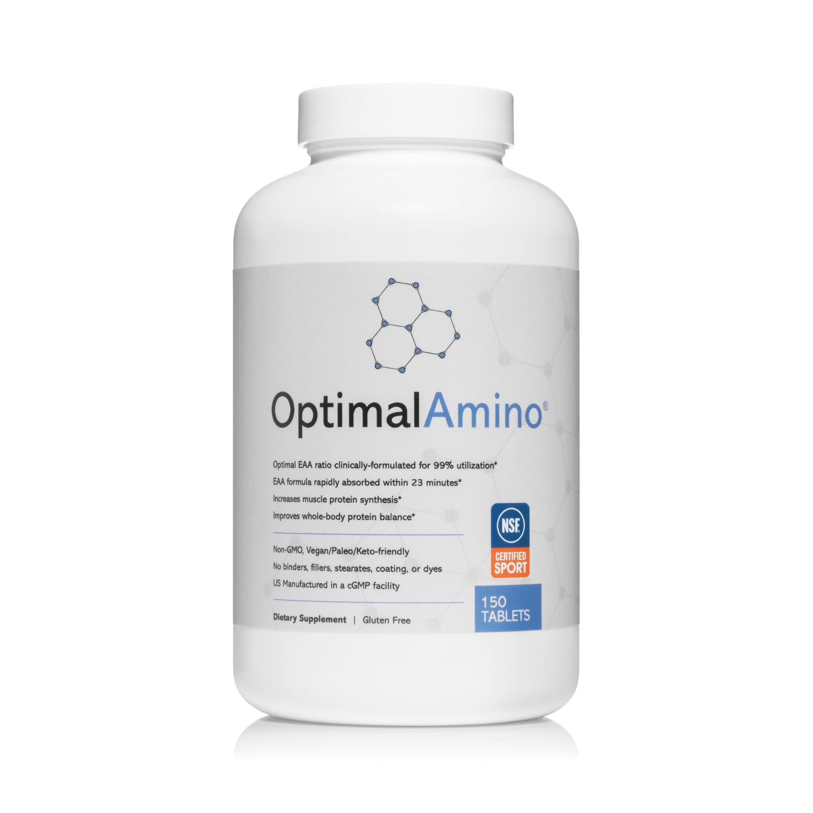 OptimalAmino Tablets (150 Count) | 99% Utilized Essential Amino Acids (EAA) S…
