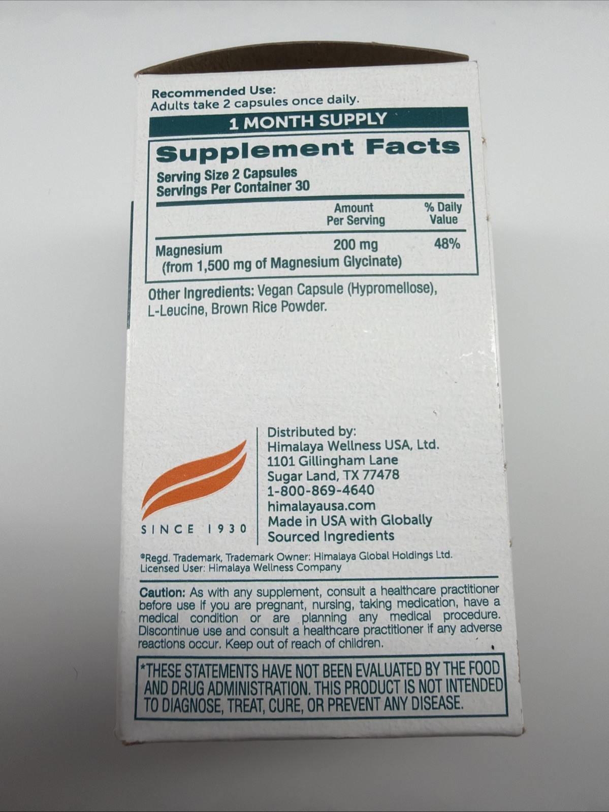Himalaya Organics Highly Absorbable Magnesium Glycinate Support Overall 120 cap