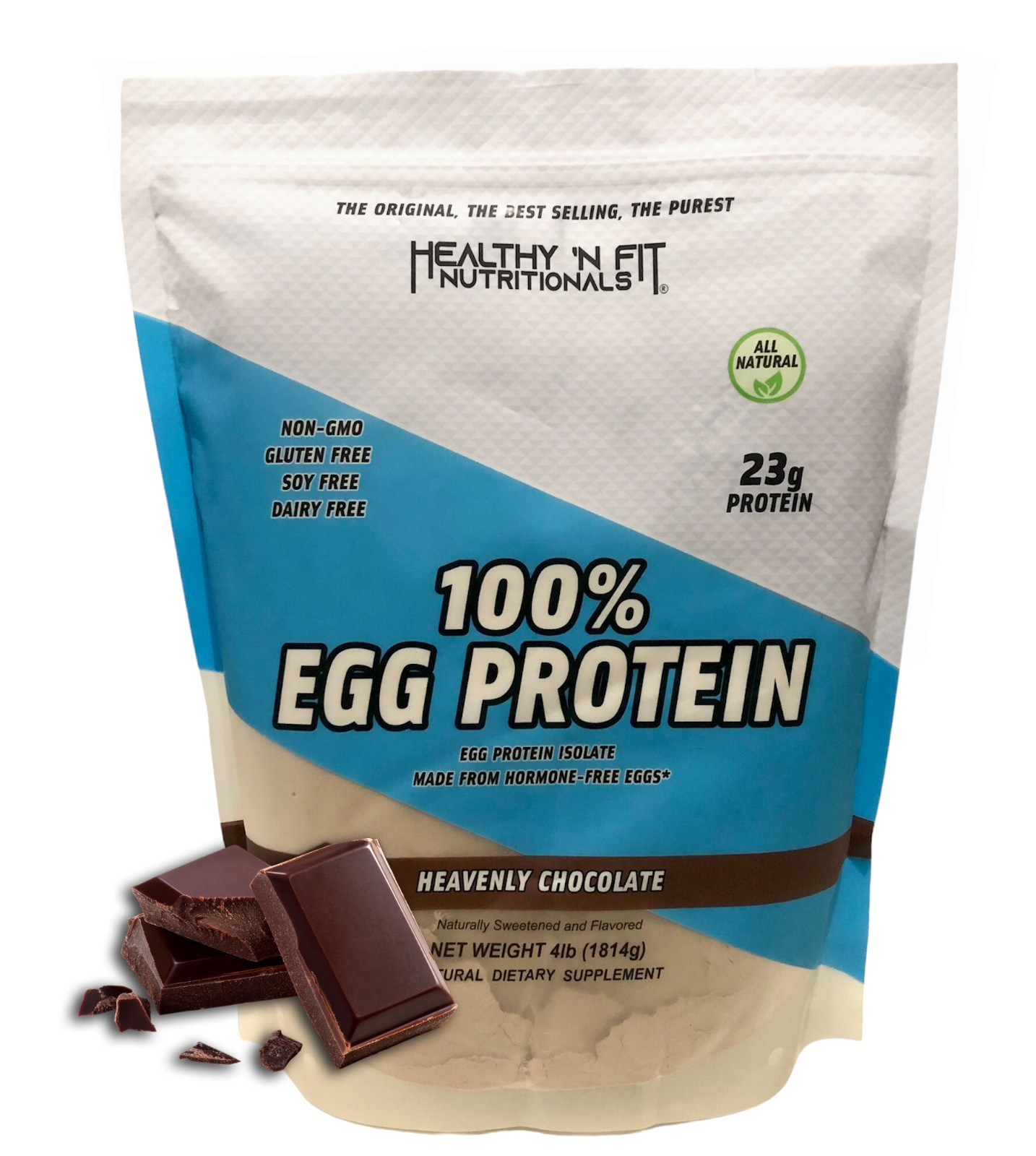 Healthy N Fit 100% Egg Protein- Chocolate 4lb, Egg White, Zero Lactose, Natural