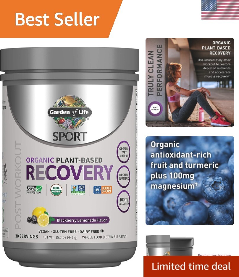 Plant-Based Post Workout Recovery Powder – 30 Servings, Blackberry Flavor