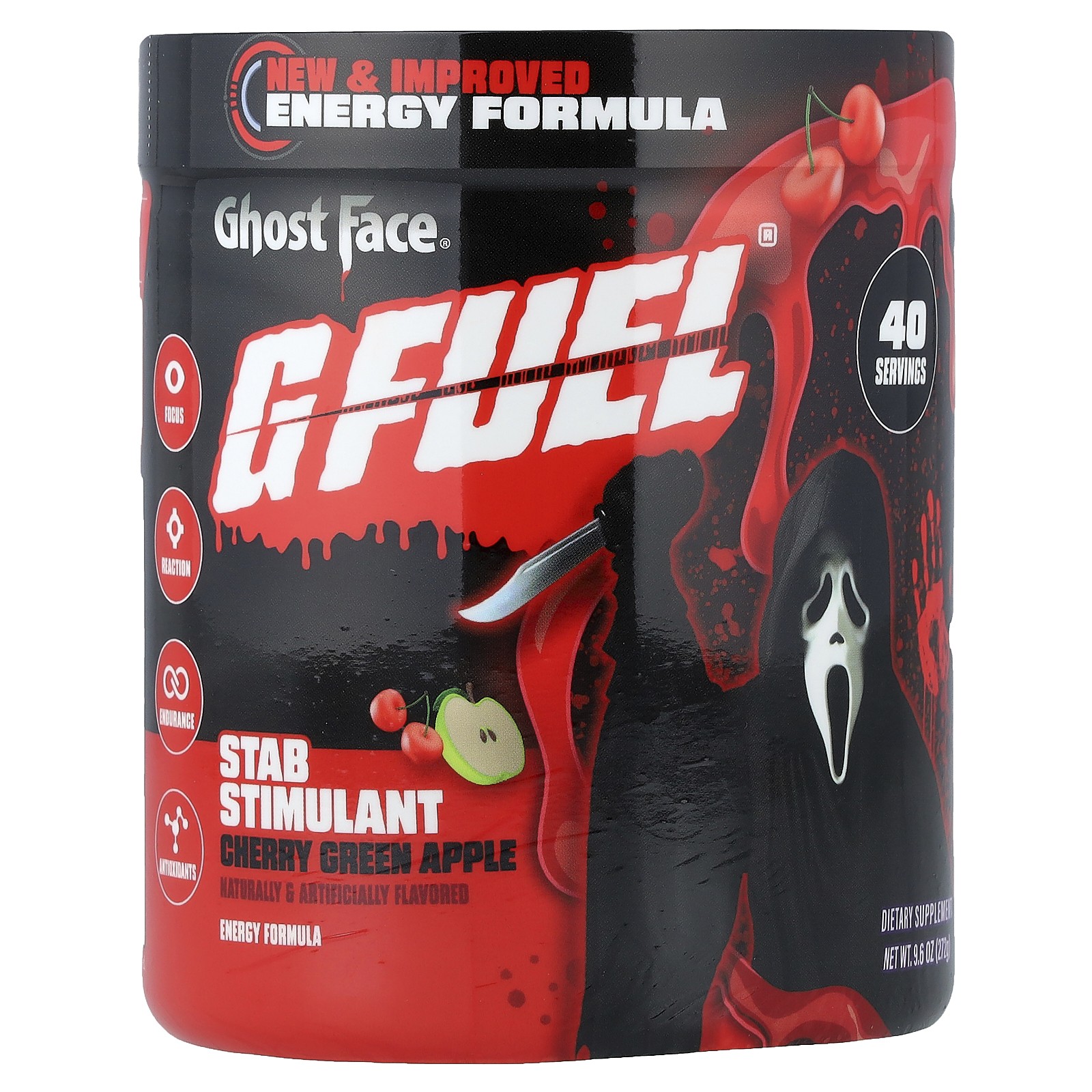 Energy Formula, Ghost Face®, Cherry Green Apple, 9.6 oz (272 g)