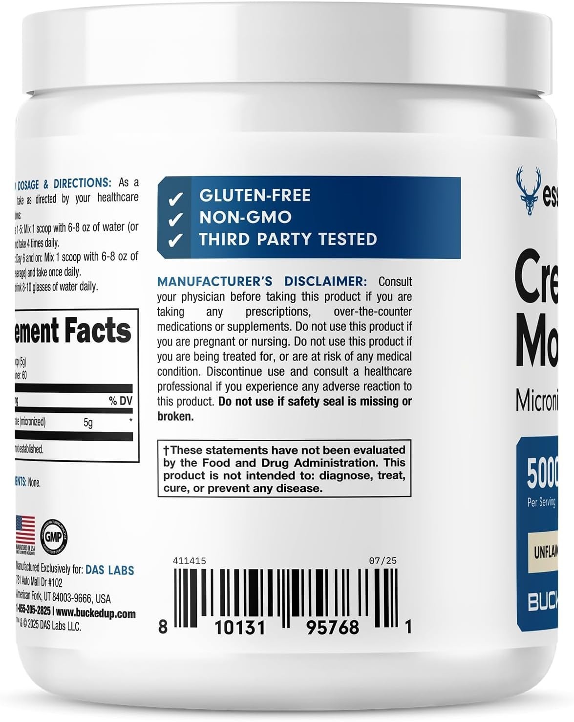 Unflavored Micronized Creatine Monohydrate – 300g, 60 Servings for Muscle Growth