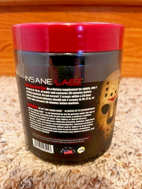 Insane Labz Insane Veinz Stim-Free Pumps Nitric Oxide Pre-Workout Apple New