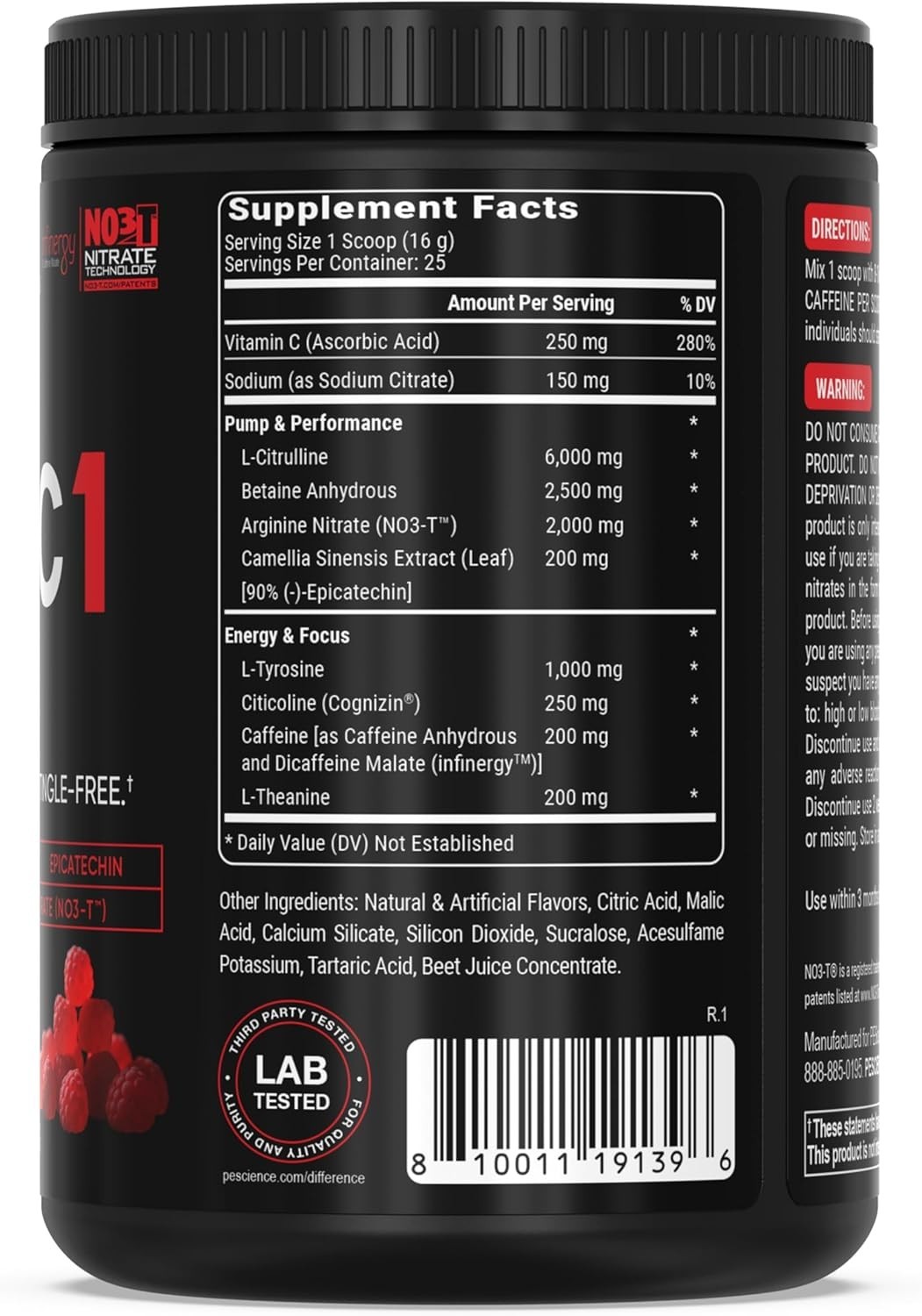 PEScience Prolific-1 Pre Workout Powder Tingle-Free – Red Razz Candy 14.1 oz