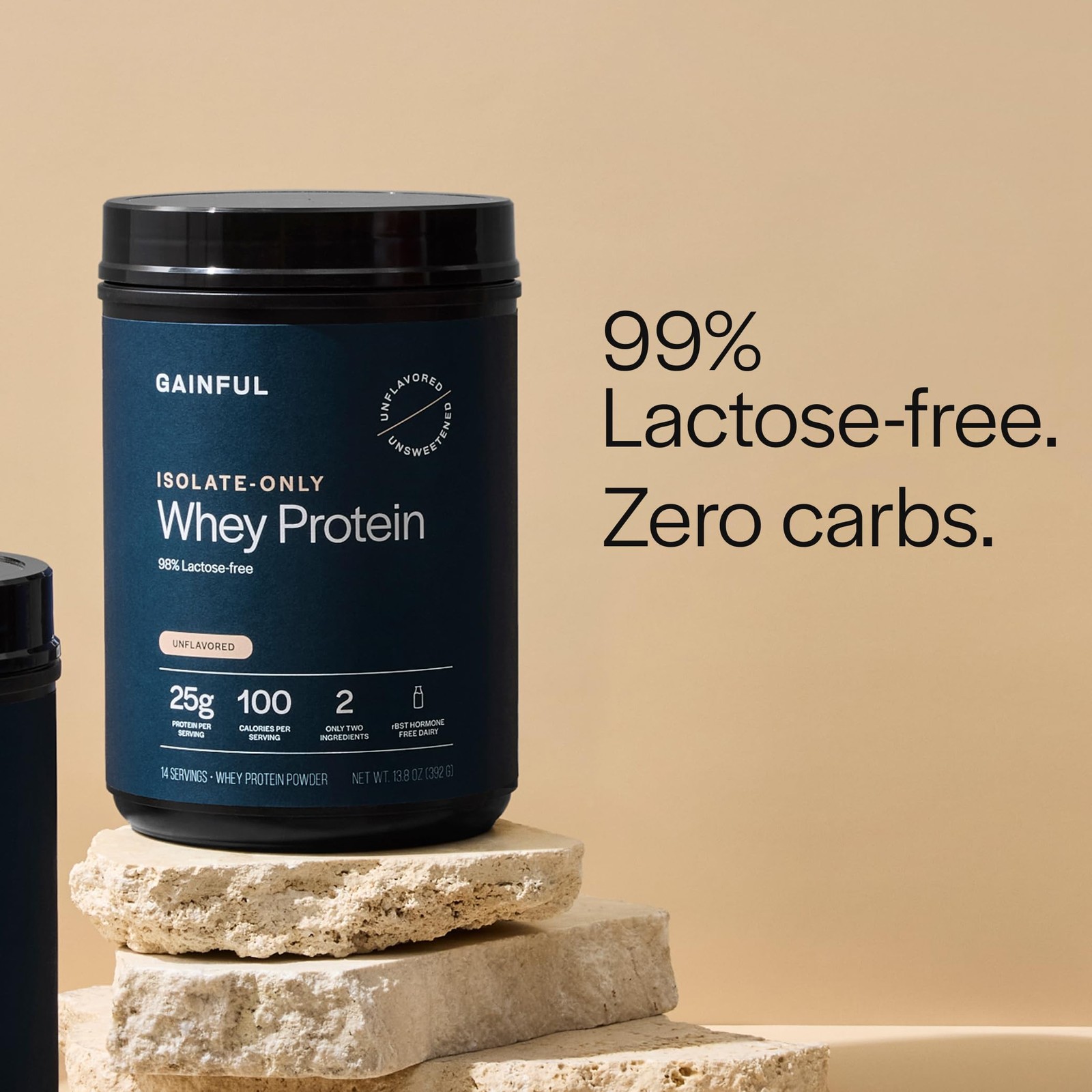 Gainful Whey Protein Isolate Powder, 25g Clean Protein per Serving, Unflavore…