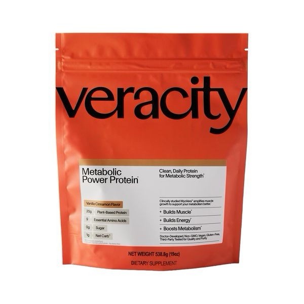 Veracity Metabolic Power Plant-Based Protein Powder Vanilla Cinnamon 19 oz Vegan