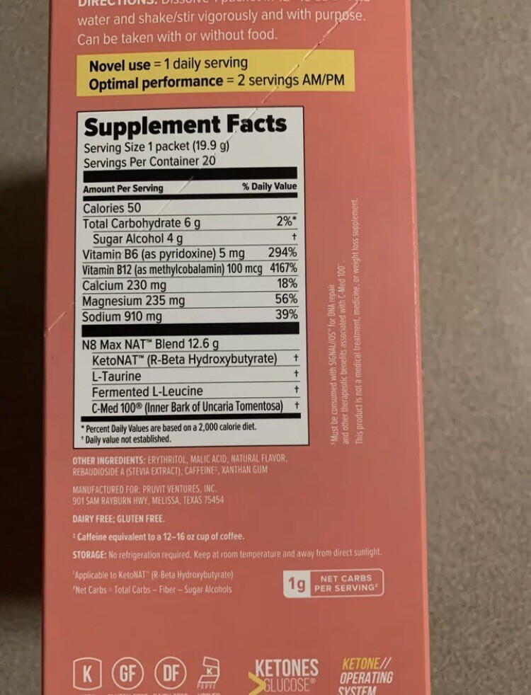5 Pruvit KETO NAT Heart Tart CHARGED Tastes like the Candy FATLOSS ENERGY