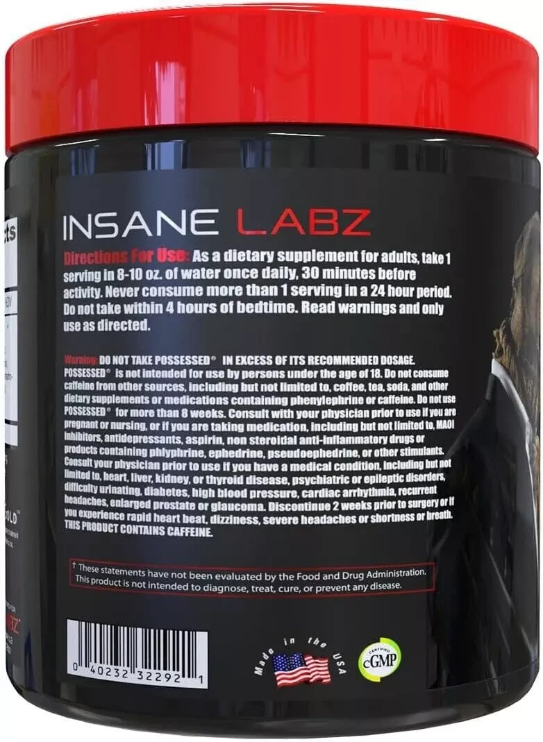 Insane Labz Possessed Premium Test Boosting Pre-Workout 30 Servings Watermelon