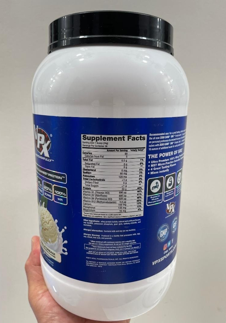 ZERO CARB SRO Whey Protein Isolate 2.0 Lbs, Vanilla 38 Servs,90 Calories
