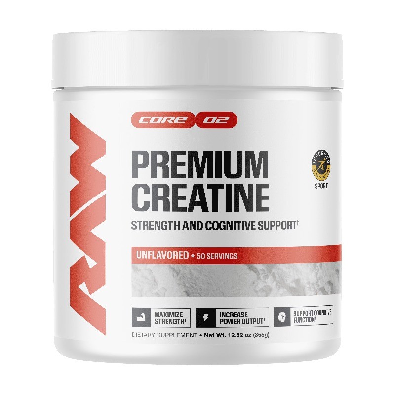 RAW Nutrition Essential 100% Pure Creatine Monohydrate Powder, 50 Servings