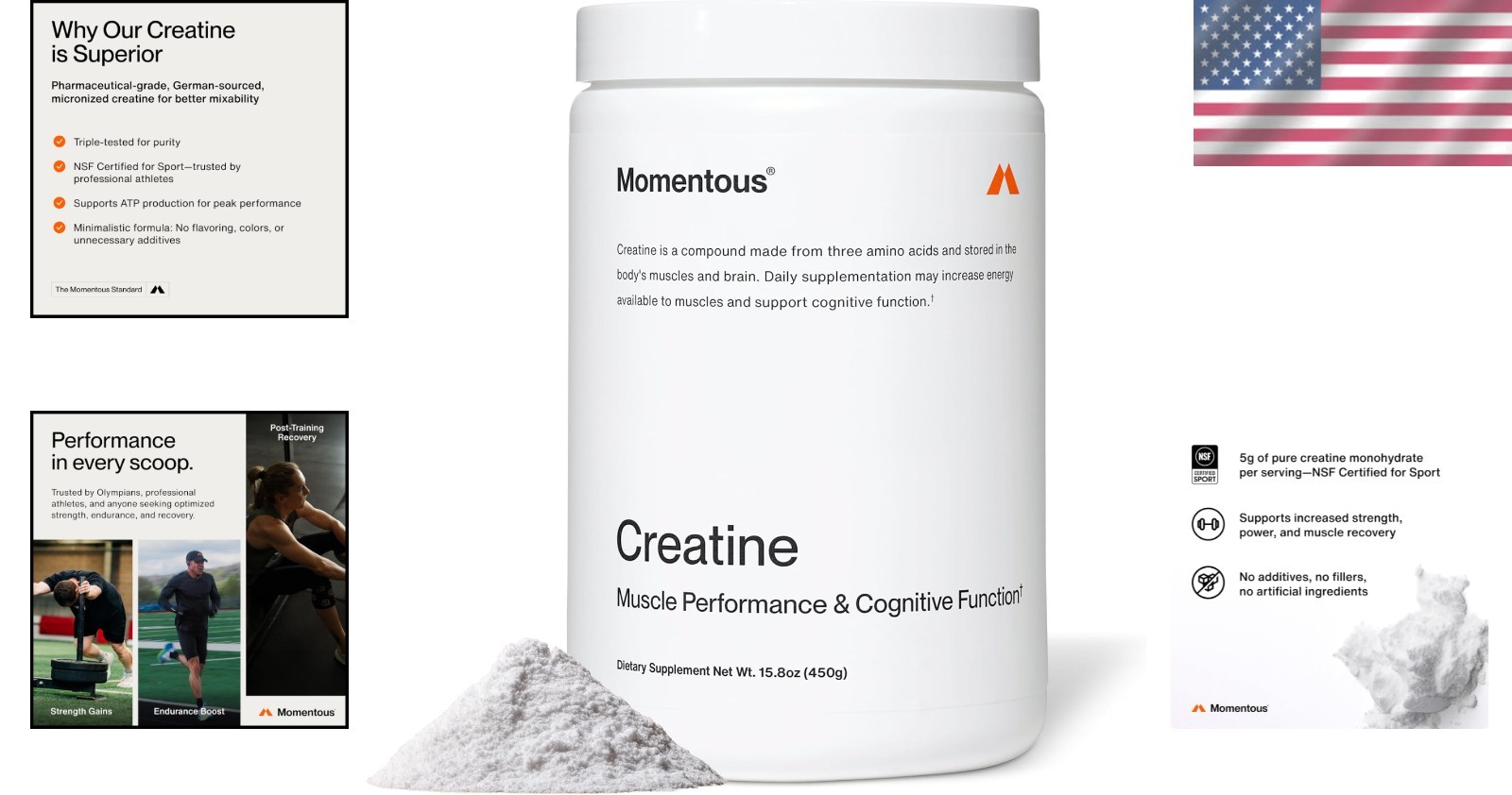 Creatine Monohydrate Powder – , Gluten Free – 90 Servings for Muscle & Energy