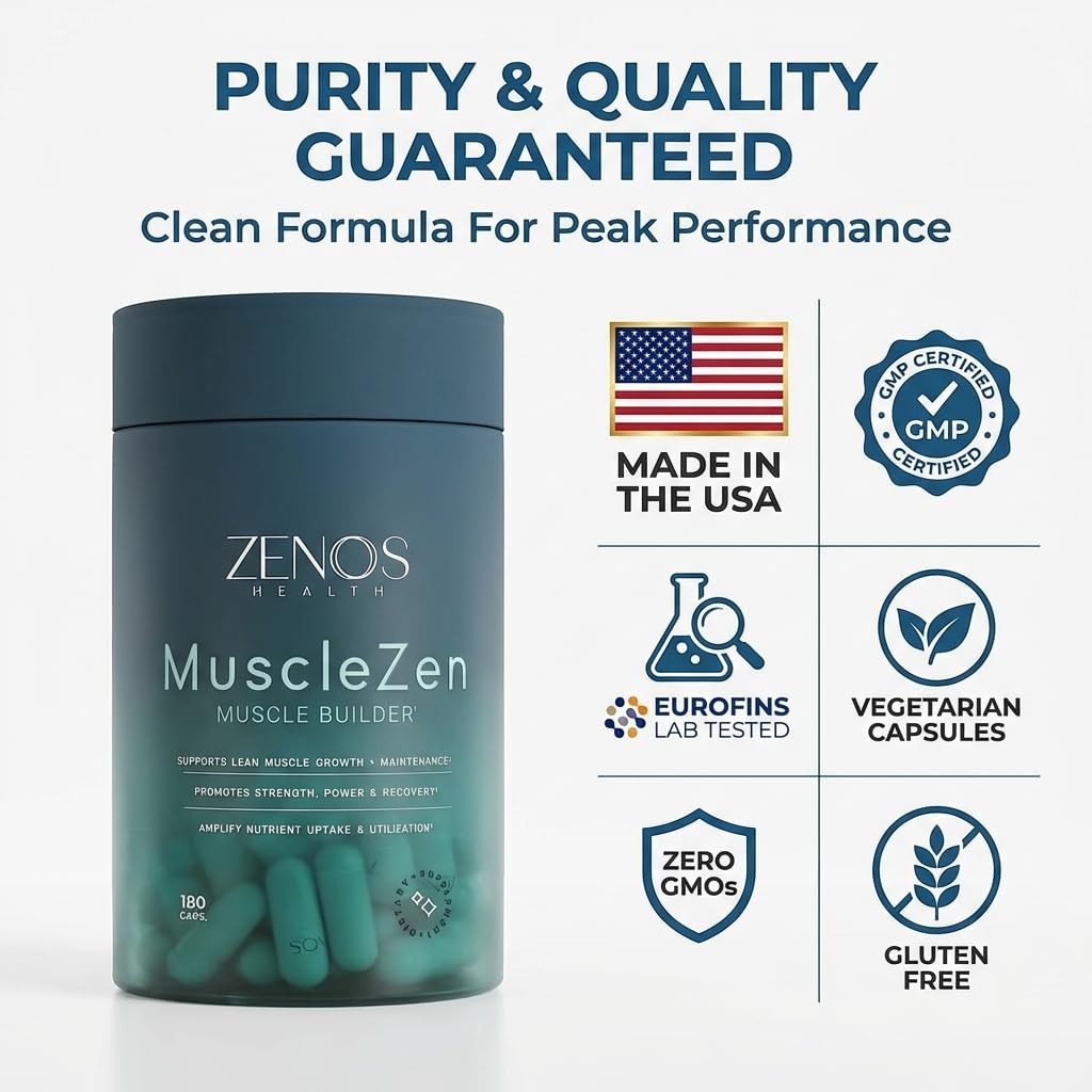 Zenos Health MuscleZen Muscle Builder for Men – ATP Supplements for Strength …