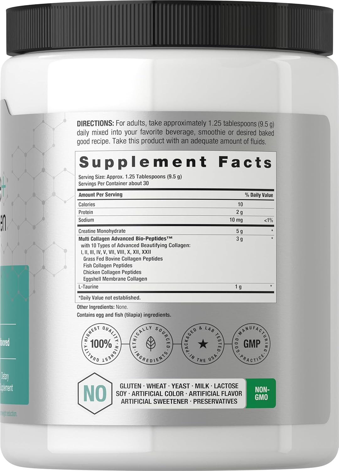Horbäach Creatine Monohydrate Powder | with Collagen and L-Taurine | 10.05 Oz |