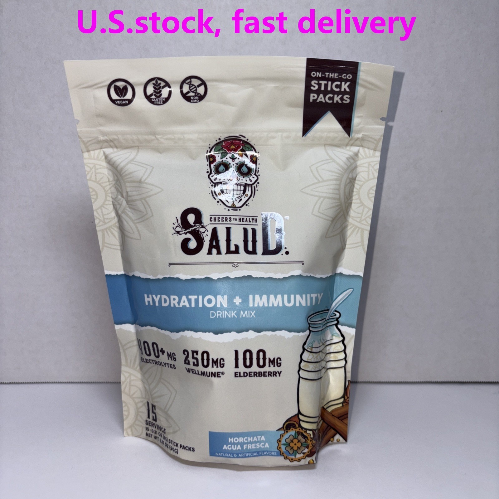 Salud Hydration + Immunity Electrolyte Drink 15ct – Horchata Jamaica, Vegan