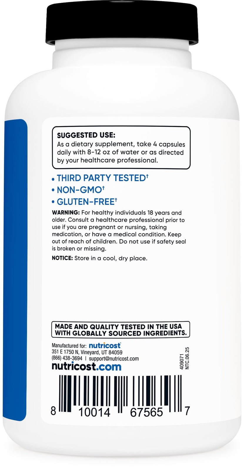 Nutricost Creatine Monohydrate 3,000mg, 180 Capsules 180 Count (Pack of 1)
