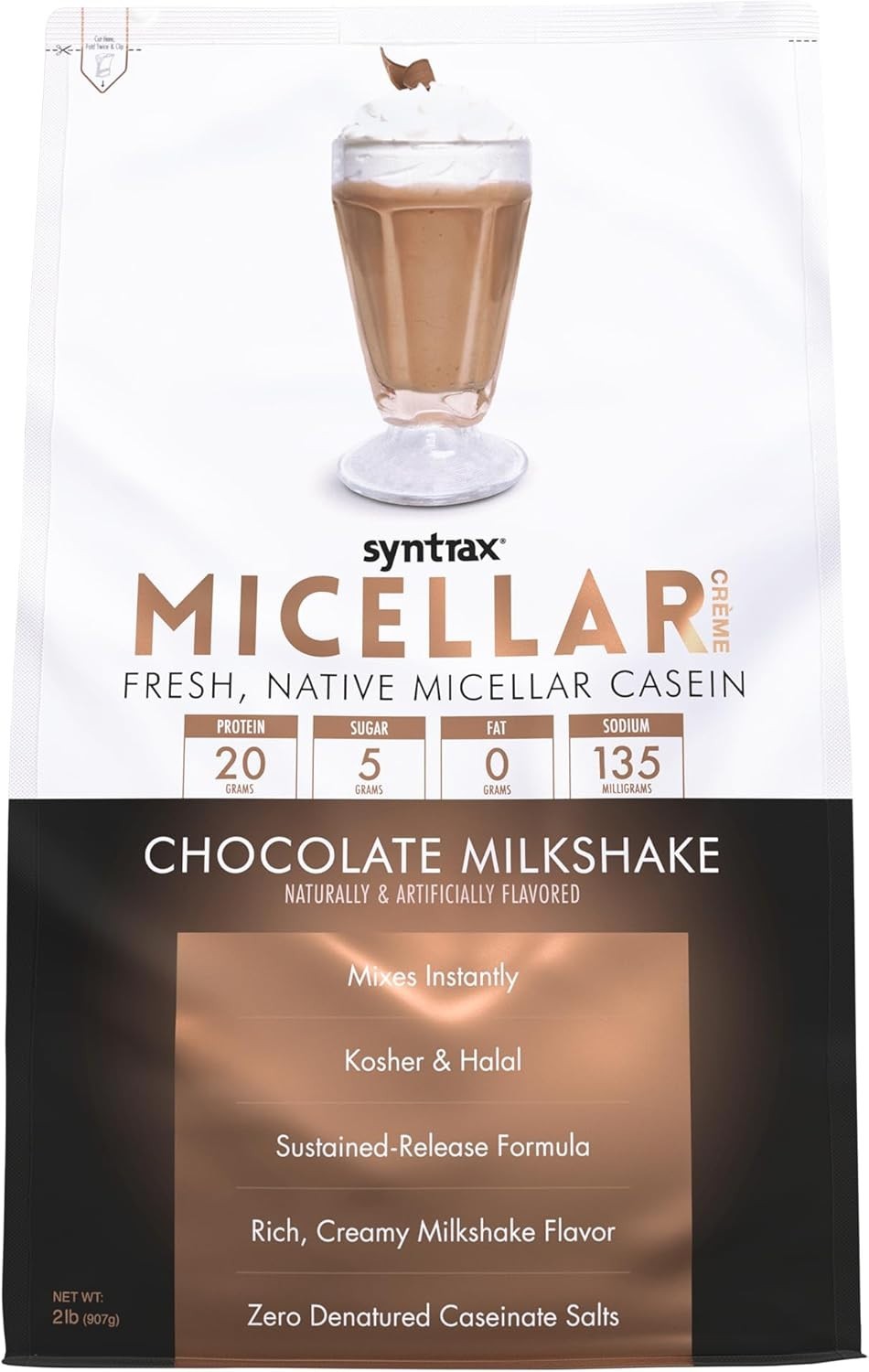 Delicious and Nutritious 2 lb Chocolate Milkshake Micellar Protein – 20g Protein