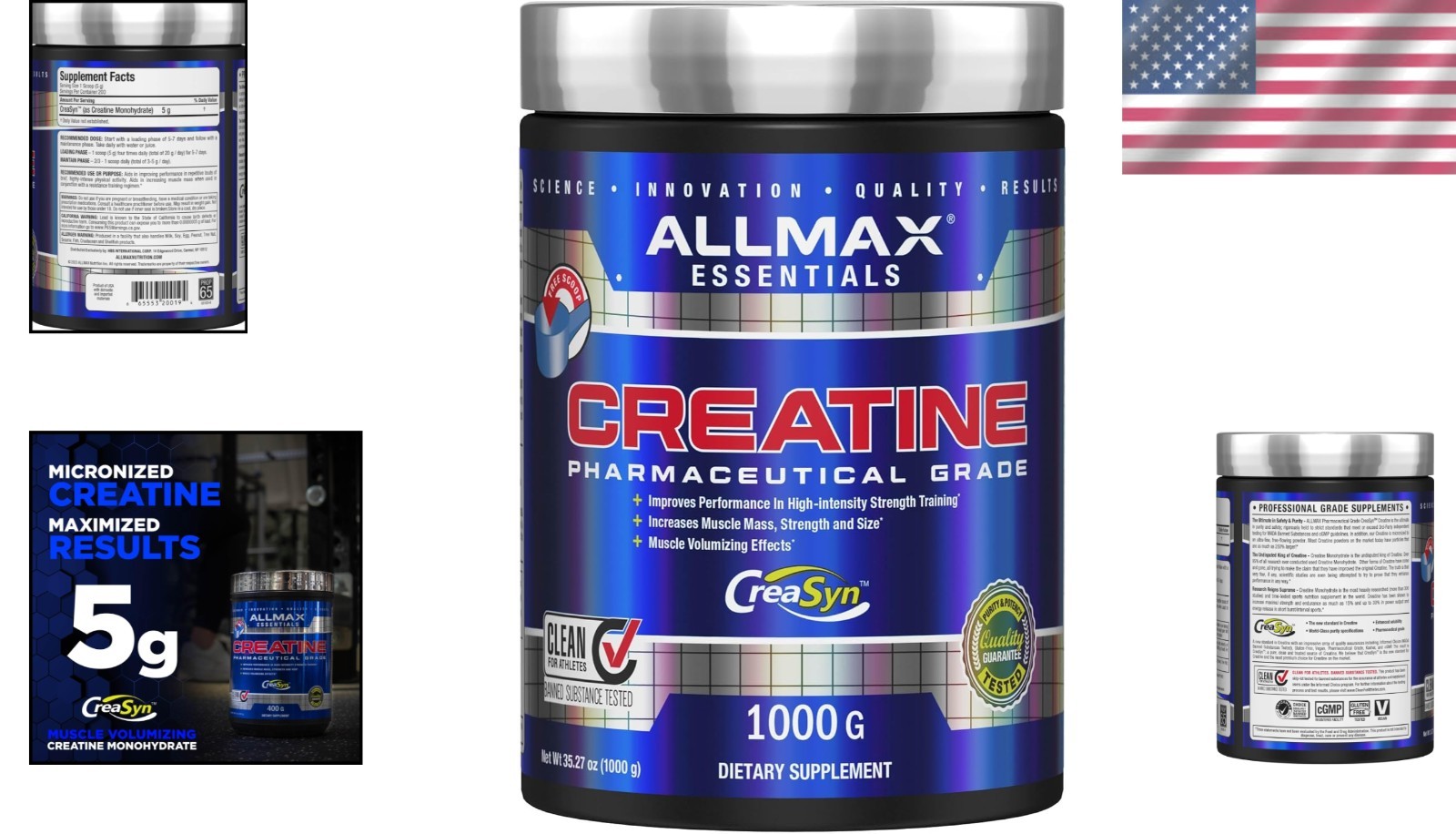 Micronized Creatine Powder – Unflavored & Clean Supplement | 200 Servings, 1000g