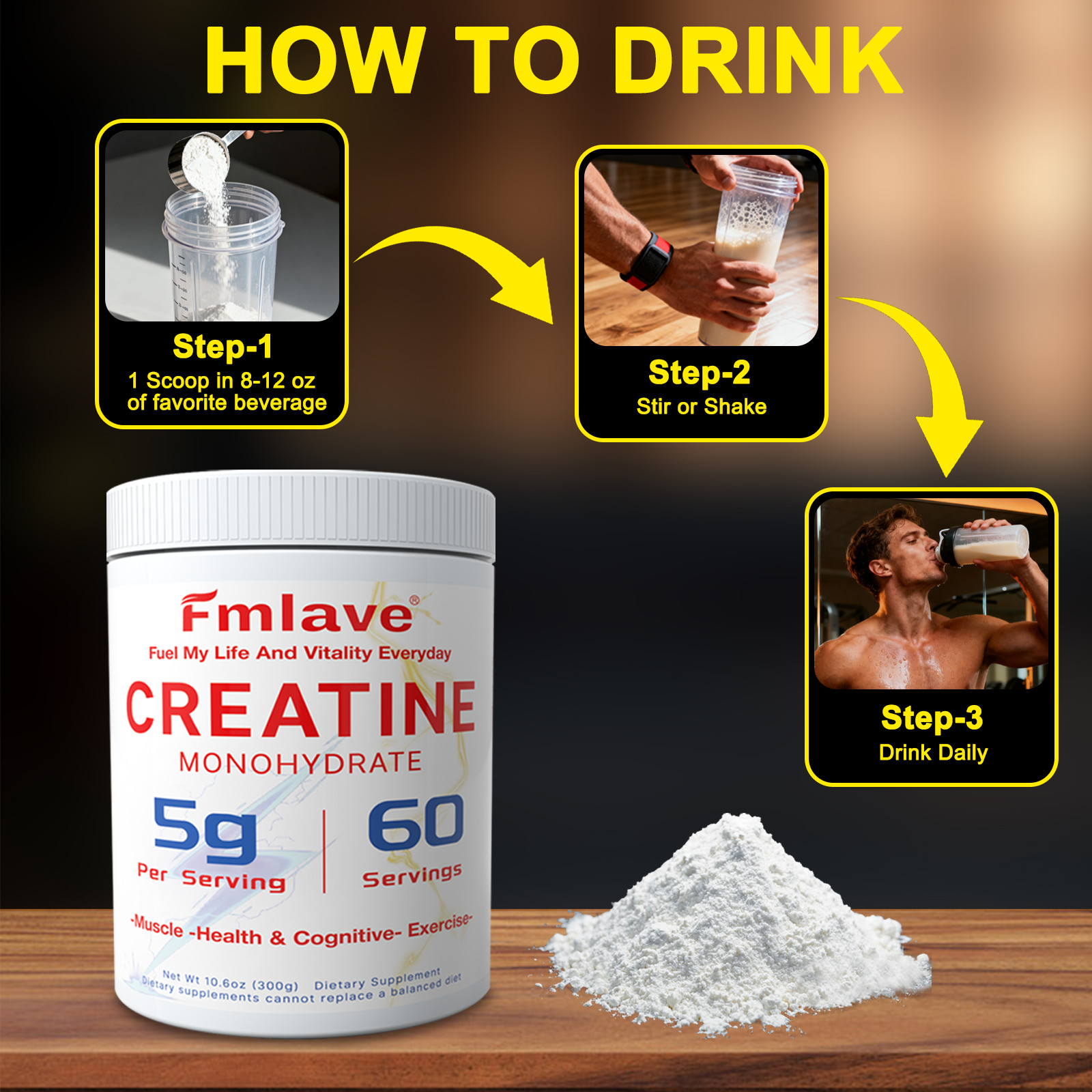 Creatine Monohydrate 60 Servings Micronized Powder 10.6oz Unflavored Muscle Gain