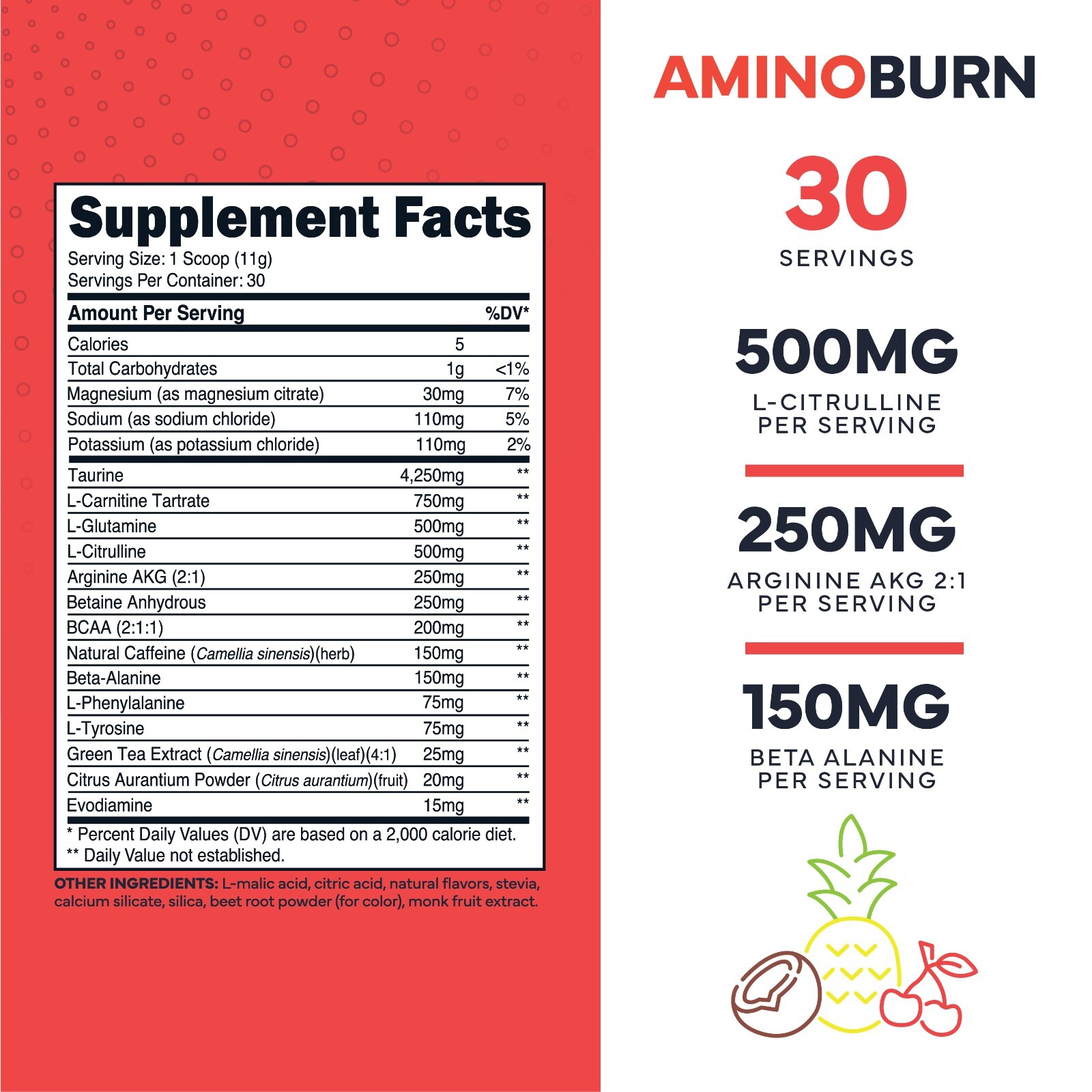 Type Zero AminoBurn – Natural Pre Workout + BCAA (Fruit Punch | 30serv)