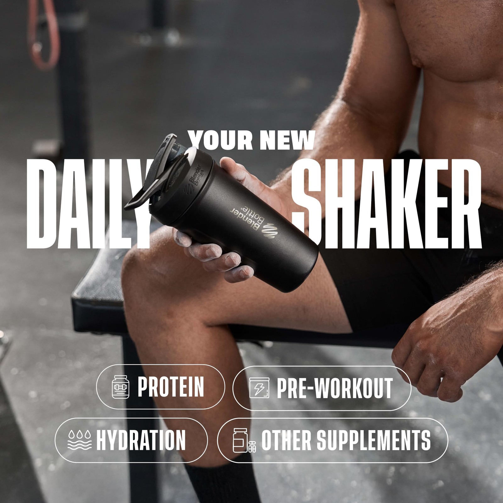 Blenderbottle Strada Shaker Cup Insulated Stainless Steel Water Bottle Wire