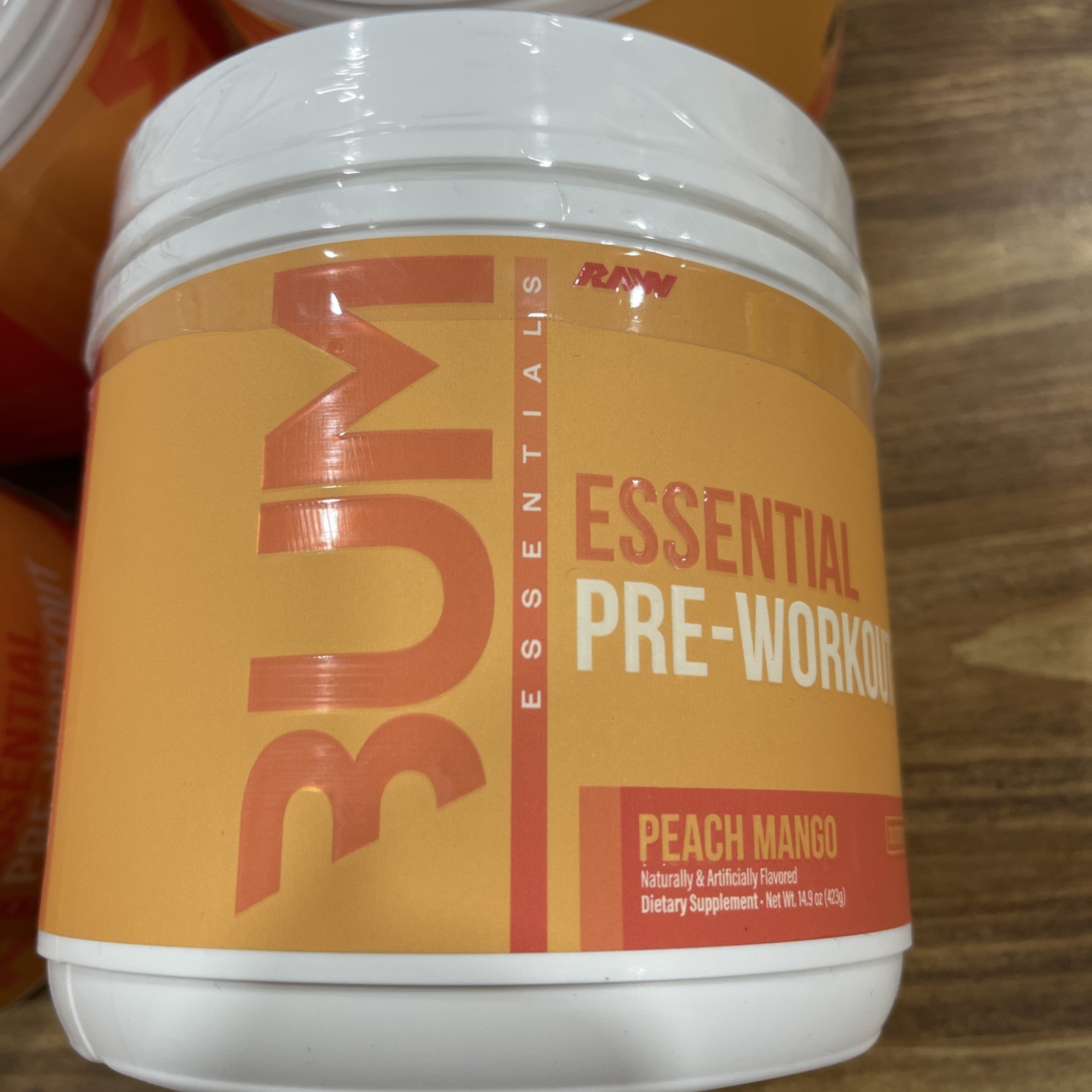 (2) RAW Essential Pre Workout Powder Peach Mango 30 Servings/423g X 2 Packs