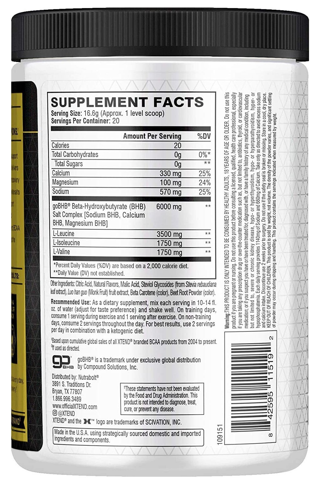 Xtend + Keto (20 Servings) Orange Mango — FREE SHIPPING!!!!