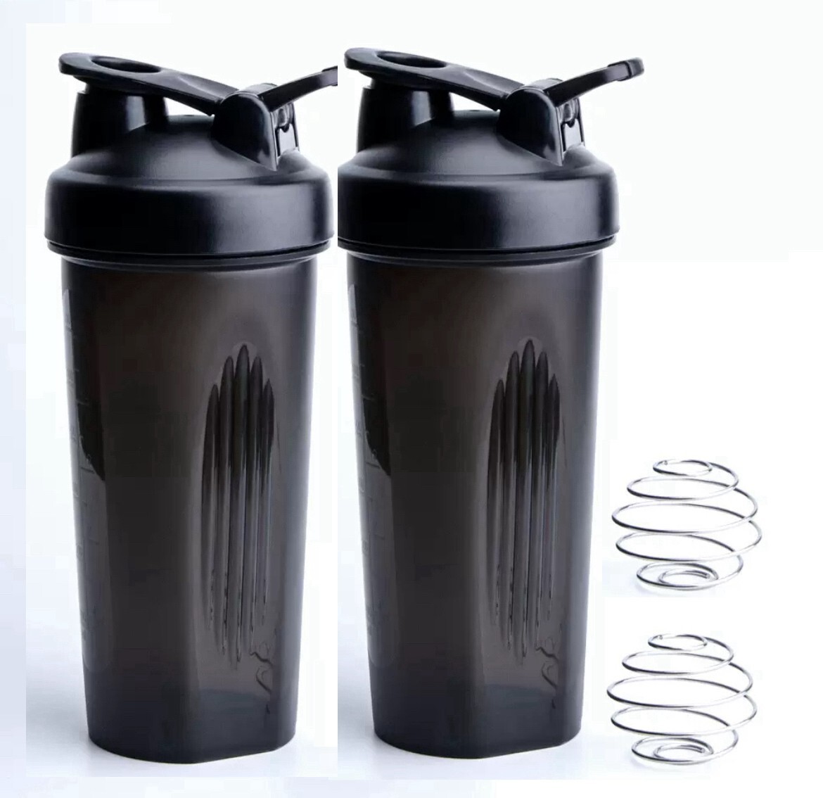 (2PK) Large BLACK Shaker 28oz for protein-Blender Bottle with Loop Top &Mix Ball