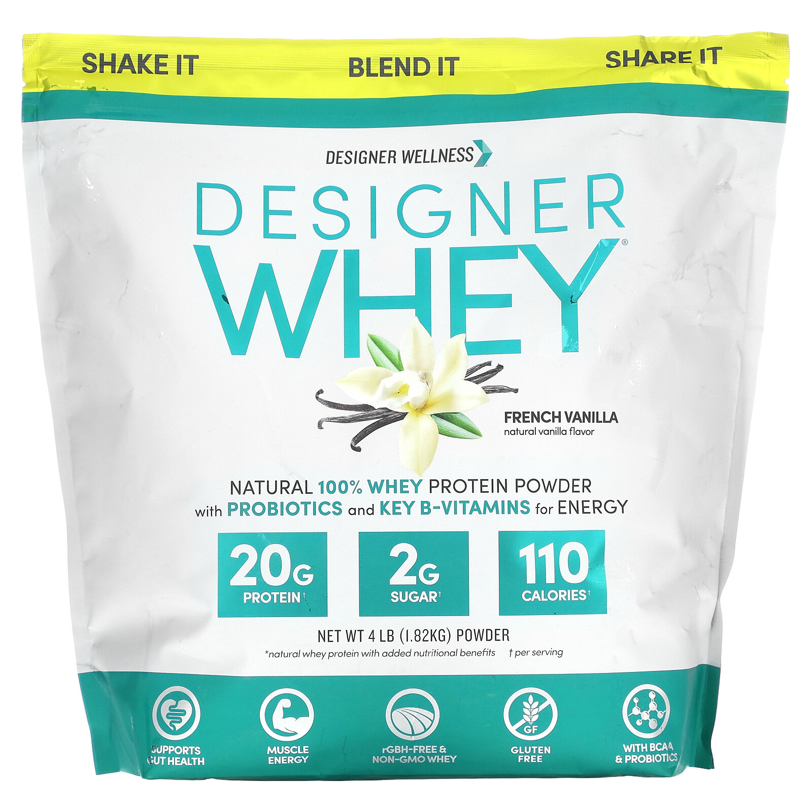 Designer Whey, Natural 100% Whey Protein Powder, French Vanilla, 4 lb (1.82 kg)
